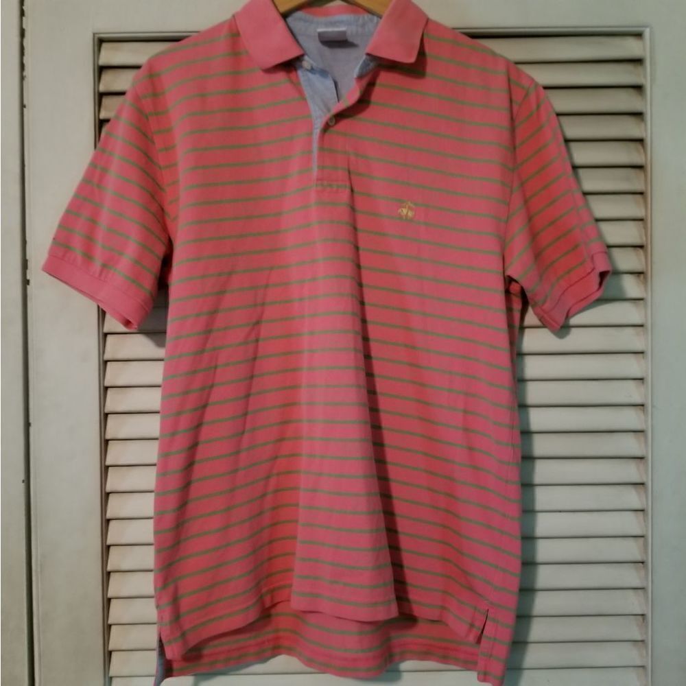 Brooks Brothers Pink Green Stripe Polo M